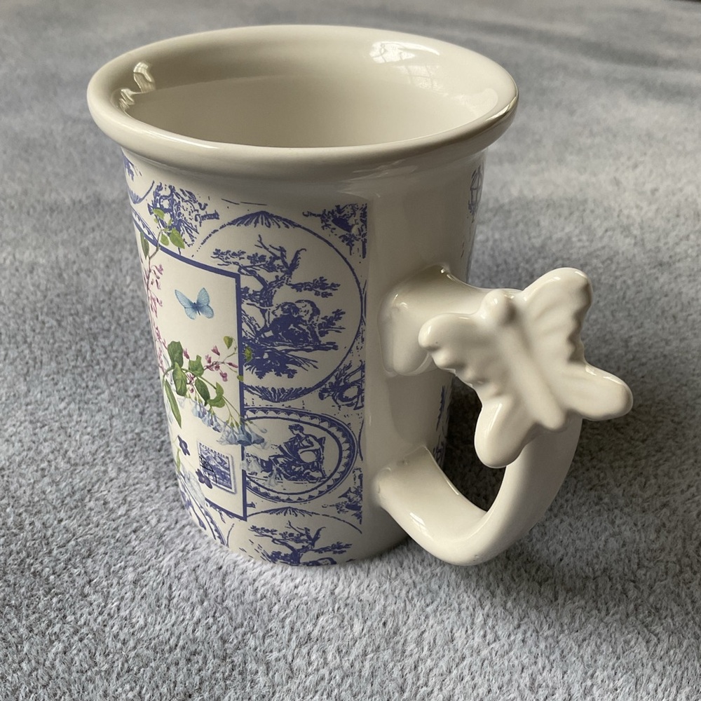 HALLMARK Houston Harvest Butterfly Handle Mug Beautiful Blue